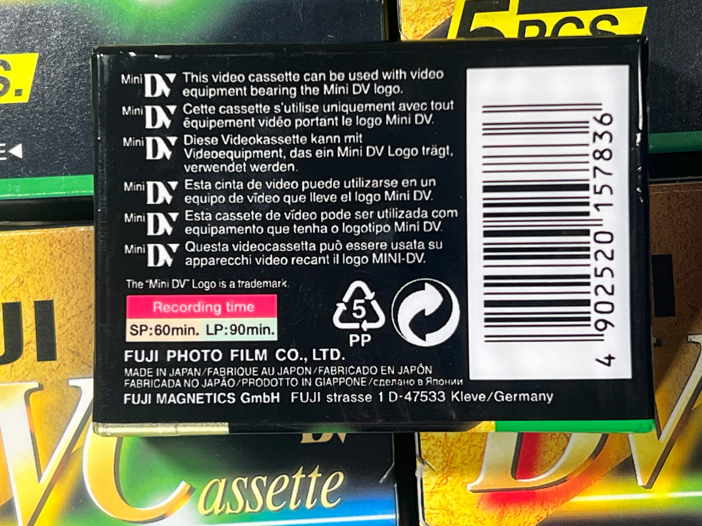 Fujifilm DVC / DVM60 MiniDV Cassette (60min) — New / Sealed Tape