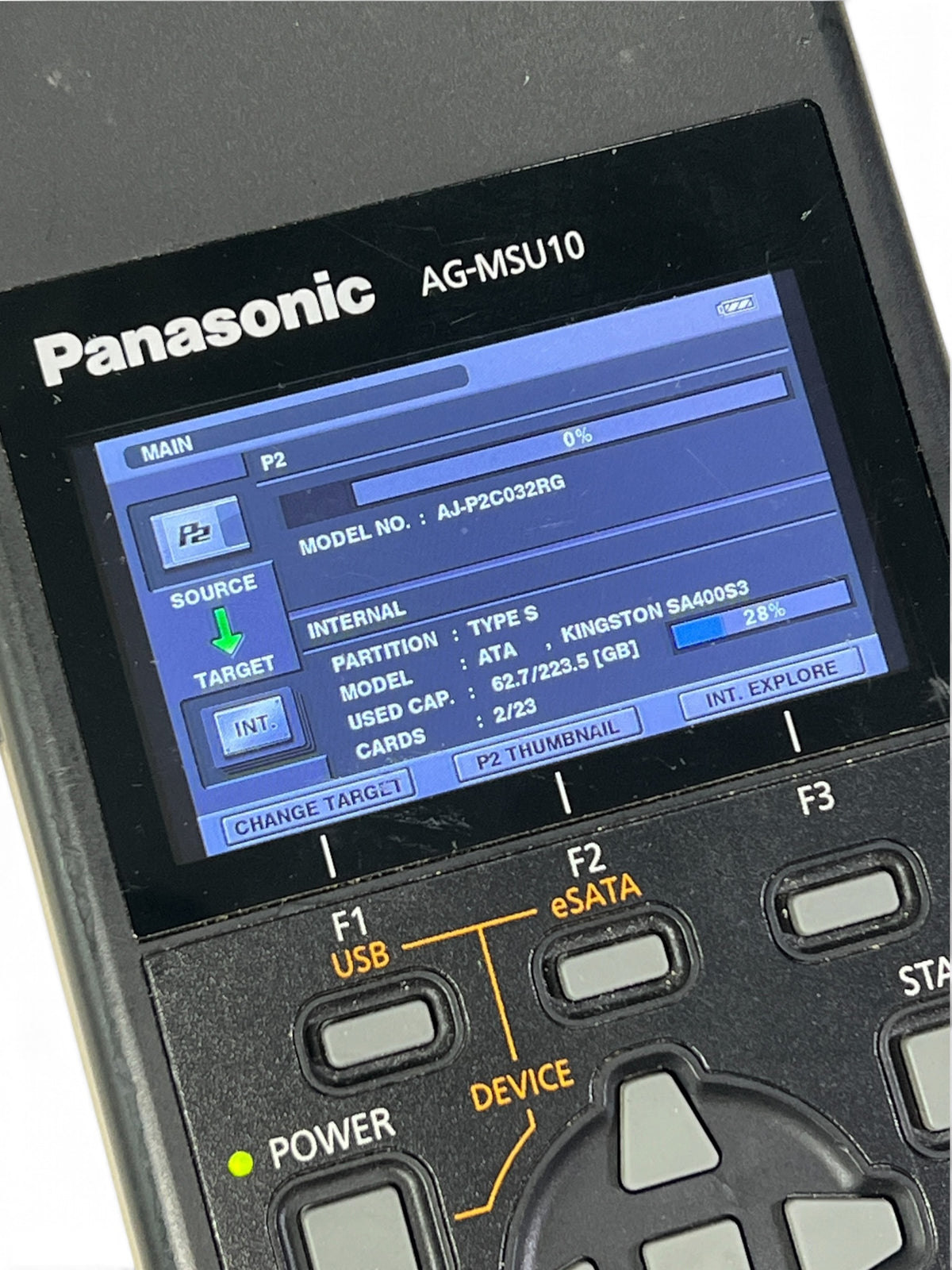 Panasonic AG-MSU10 P2 Storage Unit AG-MBX10 250GB SSD 32GB P2 Card + Charger