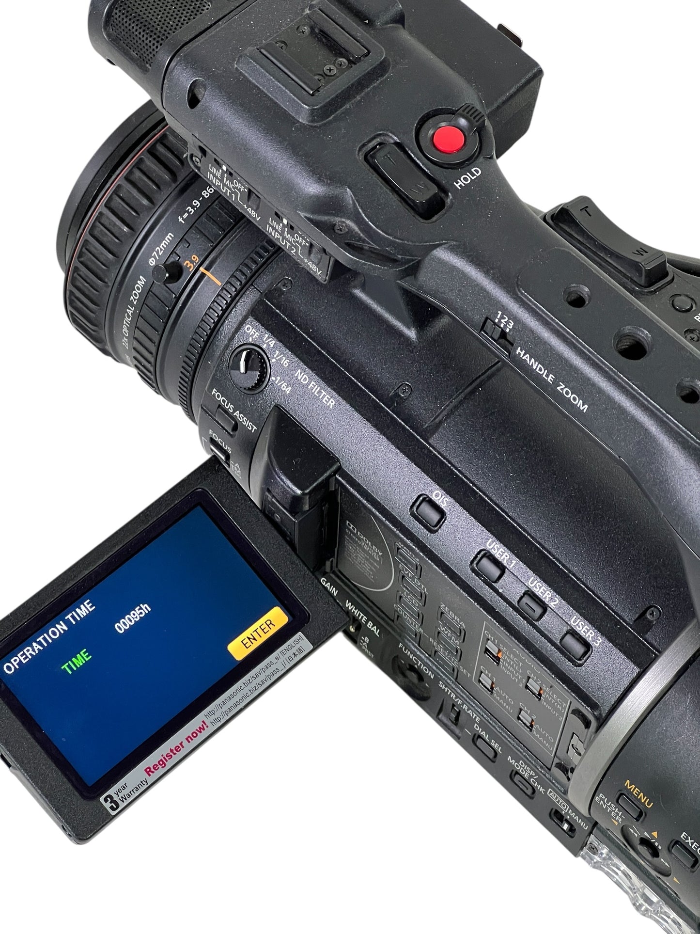 PANASONIC AG-AC160AEJ CAMCORDER 95 hours use